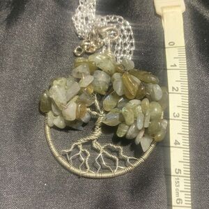 Silver Tree of Life Necklace with Natural Stones